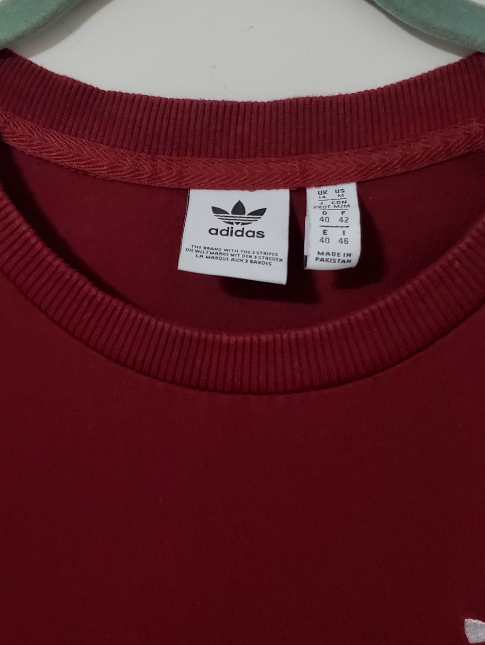Adidas 3 Stripes Burgundy Collegiate Cotton Jersey Dress Womens Medium - Picture 4 of 10